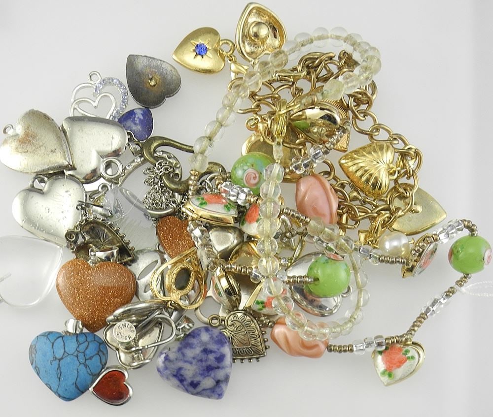 Vintage Heart Necklaces/Charms/ Swarovski/Silver (925) & Gemstones. (1 of 4)