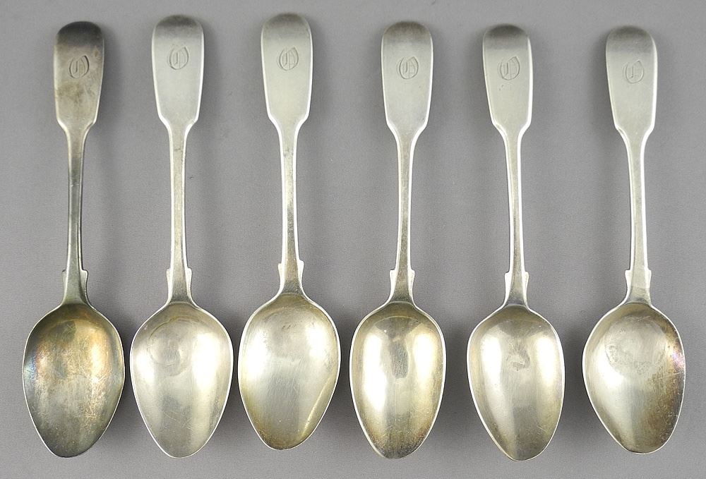 Six Hallmarked Sterling Silver Tea Spoons, 5 1/2"L, 138g. (1 of 3)