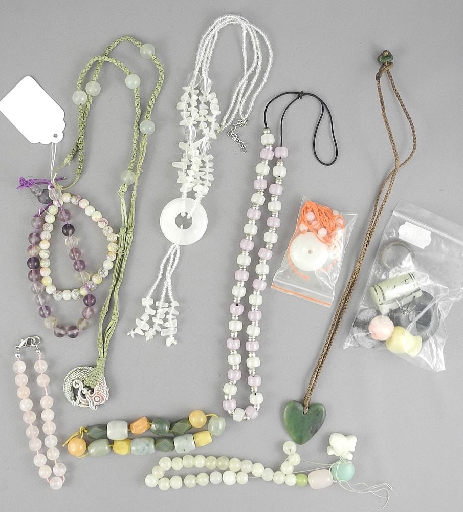 Collection of Jade & Hardstone Beads : Bracelets/Necklaces/Loose. (1 of 4)