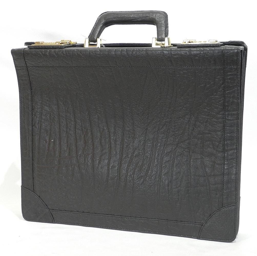 Black South African Buffalo Briefcase, 16 1/2"w. (1 of 4)