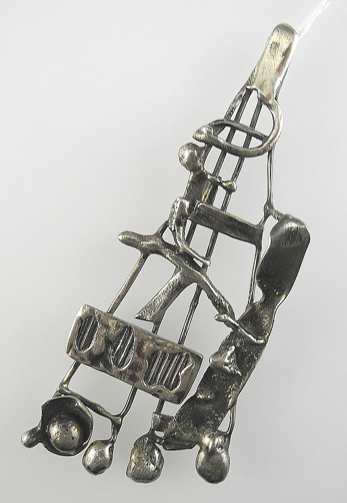 Modernist Silver (unmarked) Pendant, 3 1/4"h, 17g. (1 of 2)