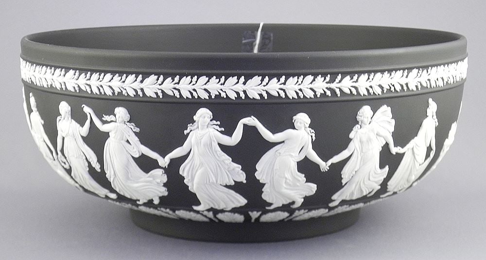 Wedgwood Jasper Ware "Dancing Hours" Bowl, 4 1/4 x 10" Diameter. (1 of 2)