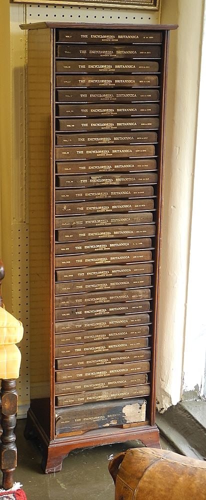 Mahogany Cased Set of Eleventh Edition "The Encyclopedia Britannica ", 15 x 11 x 30 3/4"h.: Mahogany Cased Set of Eleventh Edition "The Encyclopedia Britannica ", 15 x 11 x 30 3/4"h.