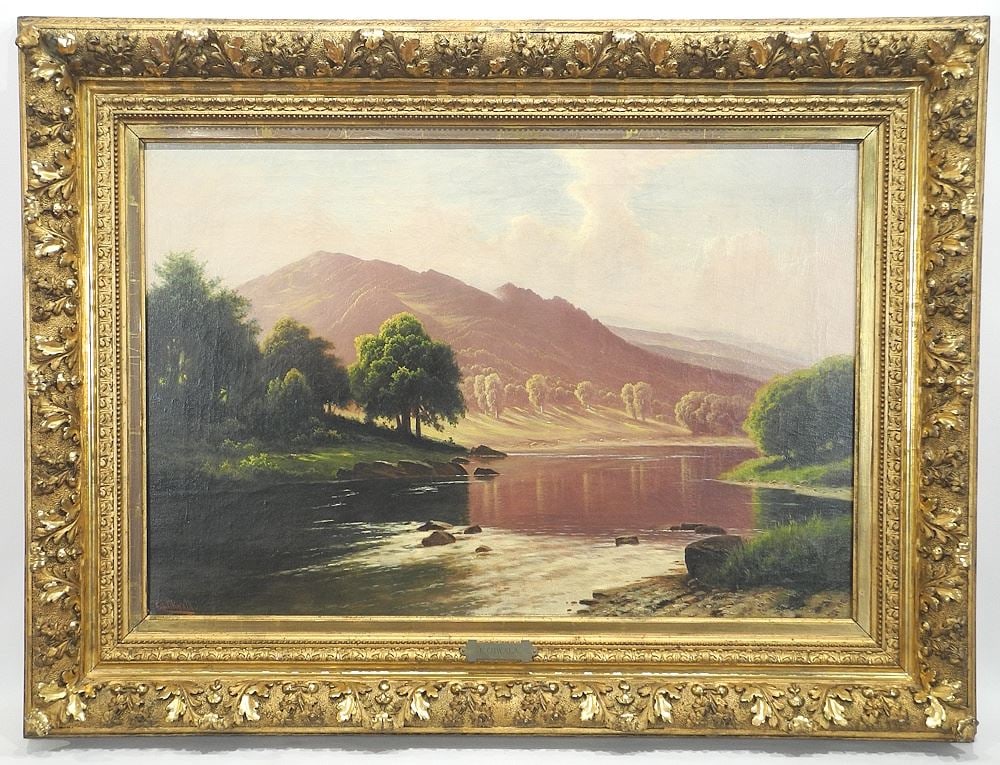 Oil on Canvas signed F.Chwala, 20 3/4 x 31", "Riverscape in Dwindling Sun". (1 of 4)