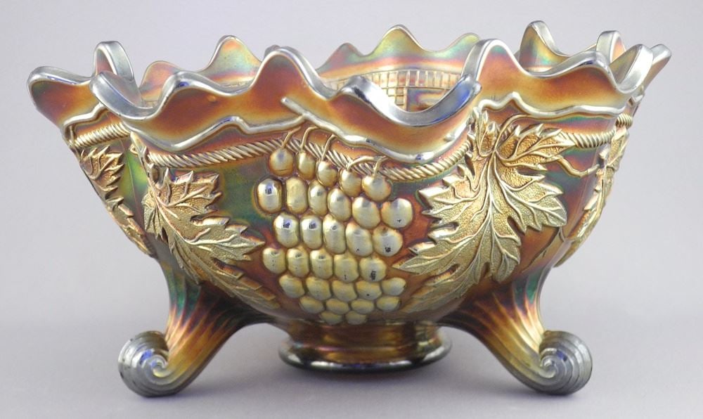 Fenton "Persian Medallion" Carnival Glass Bowl, 5 3/8 x 10" Diameter. (1 of 2)