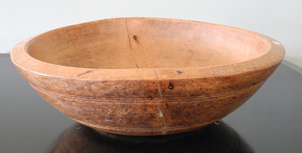 19th C. Georgian Turned Fruitwood Bowl, 18" Diameter. (1 of 4)