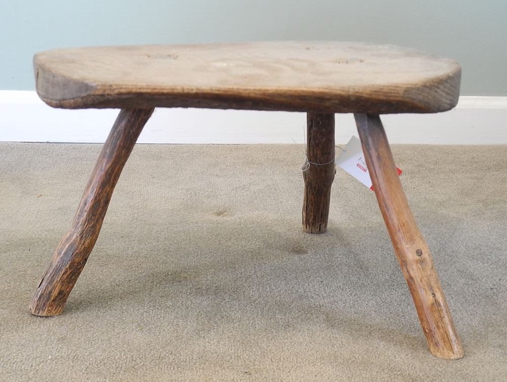 Country Oak Milking Stool, 16 x 10 1/2 x 9 1/2"h. (1 of 2)