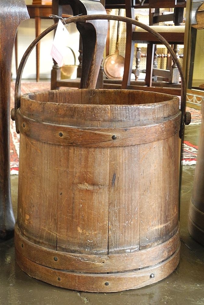 19th C. Firkin Sugar Bucket, 11 1/2" Diameter. (1 of 1)