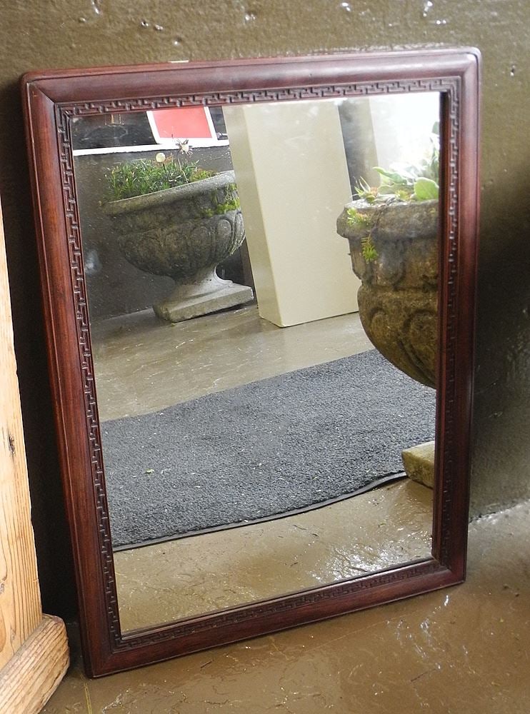Chinese Rosewood Framed Mirror, 27 x 21". (1 of 2)
