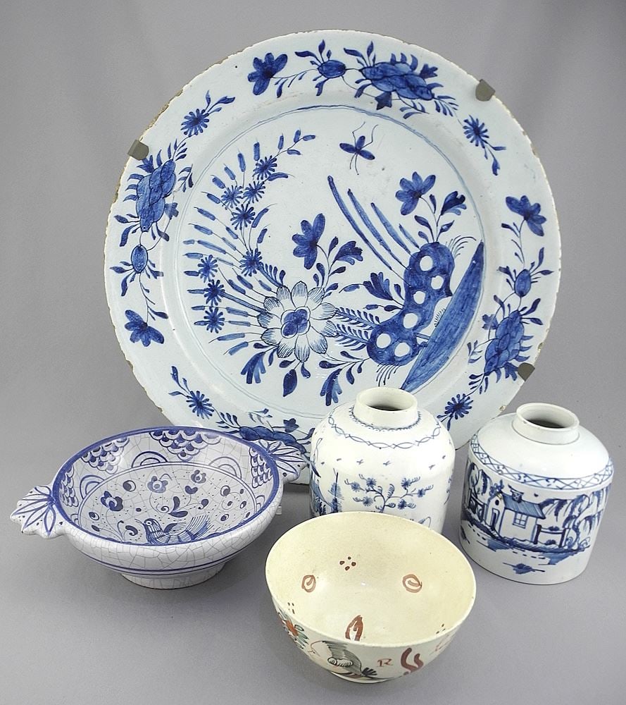 Collection of Delfts & European Ceramics, Dish 12" Diameter (as found). (1 of 3)