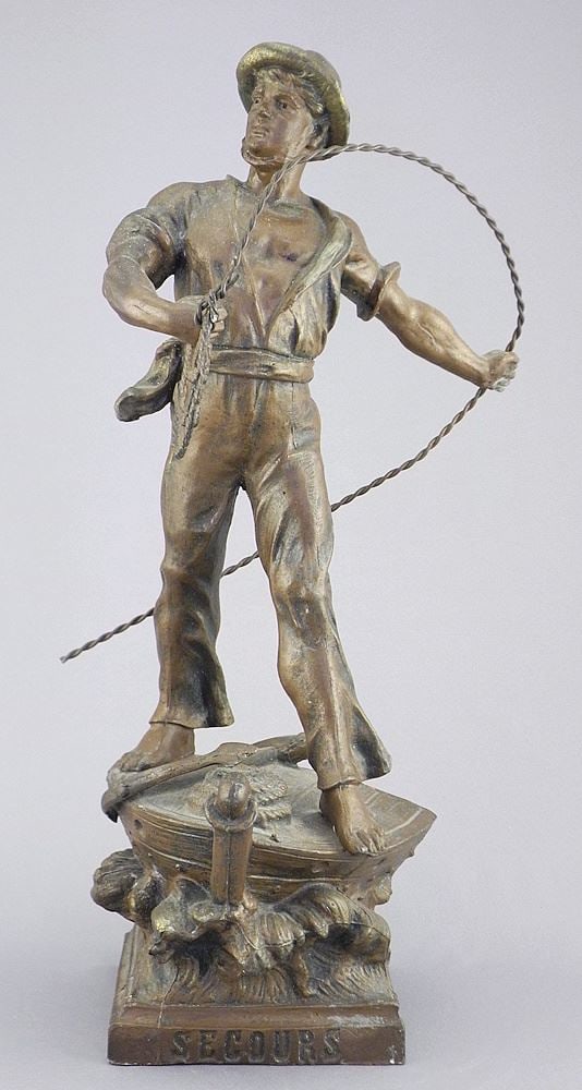 19th C. Spelter Figure "Secours" 13 3/4"h. (1 of 2)