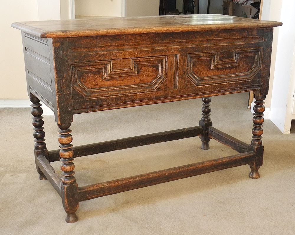 18th C. Oak Dough Bin with Paneled Front, 41 1/2 x 19 3/4 x 29"h. (1 of 7)