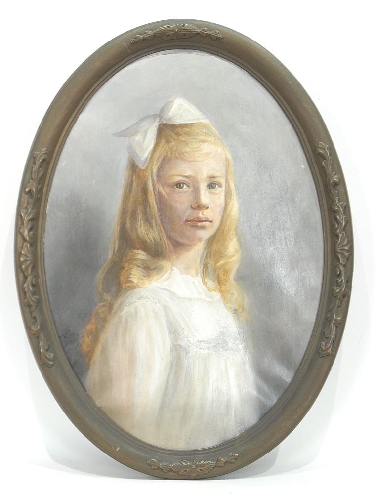 Oil on Canvas by Constant Henri, 19 5/8 x 14", "Emilie Bisshop". (1 of 7)