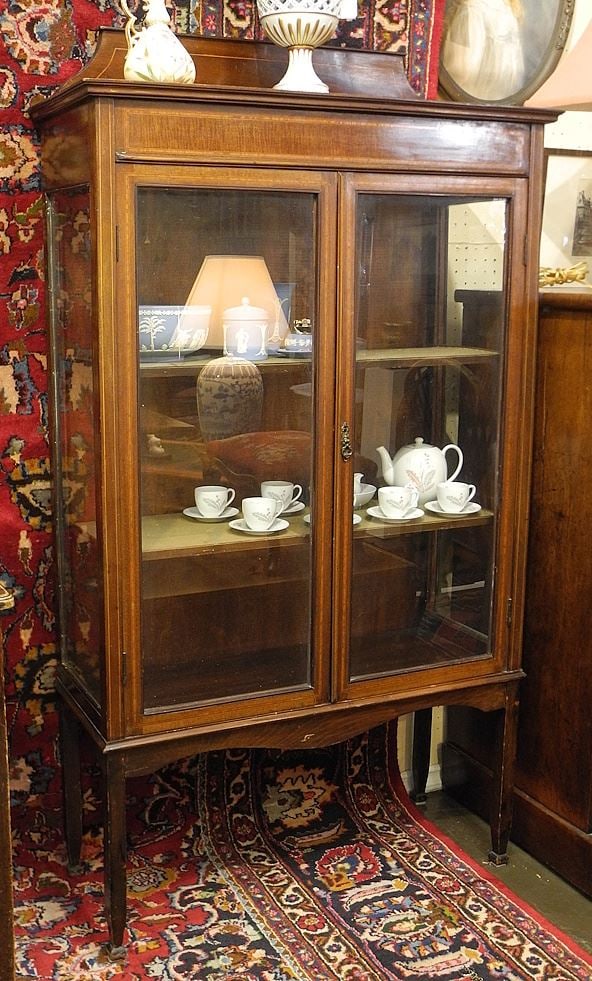 Edwardian Banded Mahogany Double Door Cabinet, 57"h. (1 of 2)