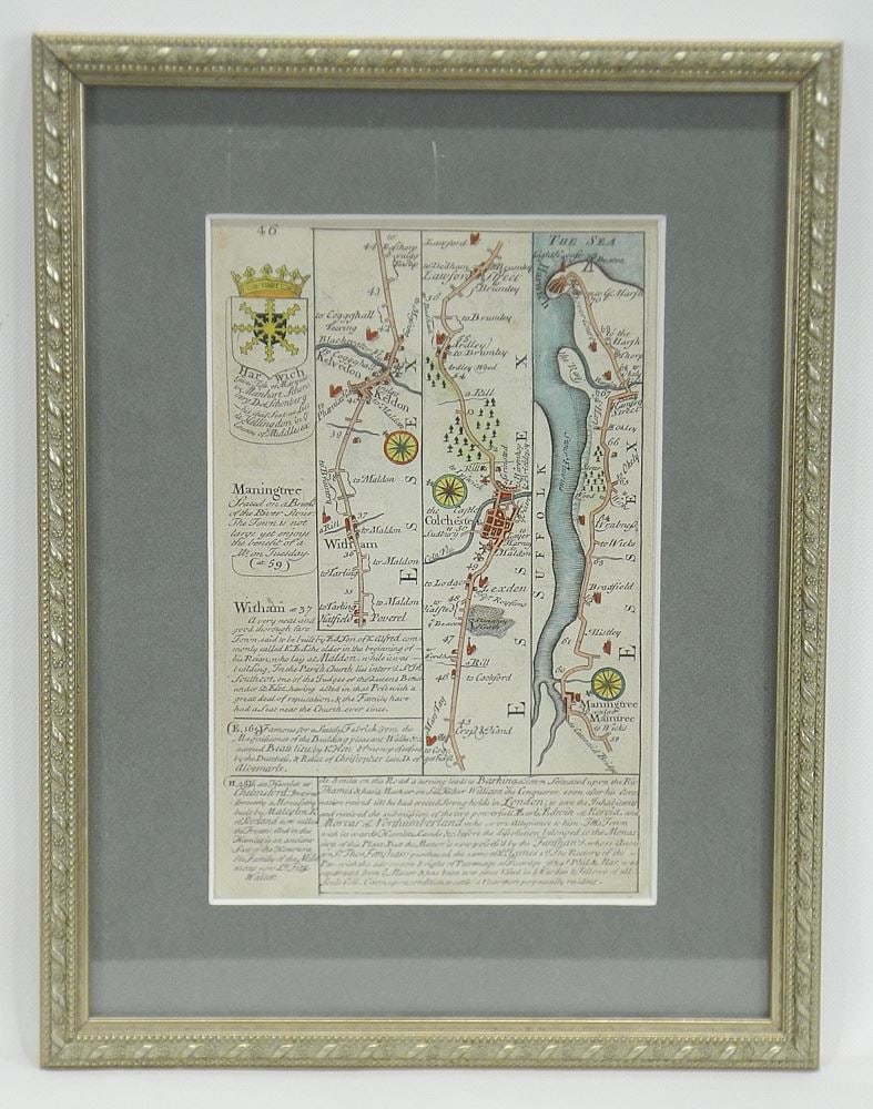 Antique Map: "Harwich County of Middlesex, Owen/Bowen, Brittania Depicta, 1720, 7 1/2 x 4 7 (1 of 2)