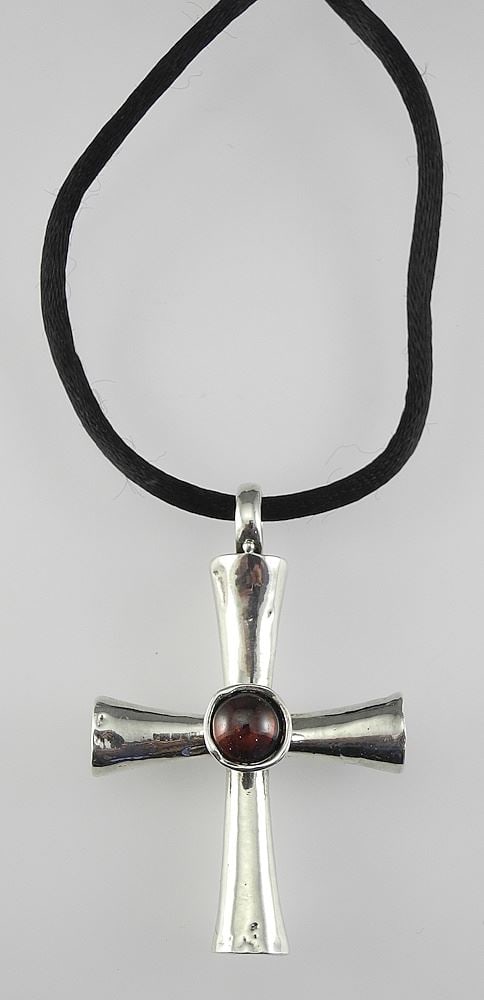 Byzantine Style Sterling Silver (925) Cross with a Garnet, 19.78g. (1 of 4)