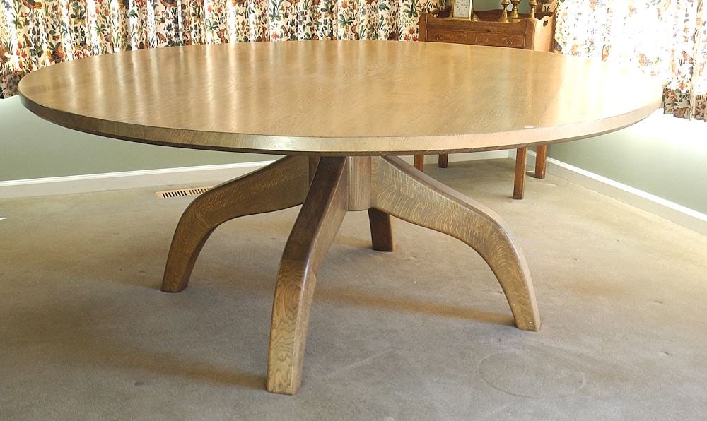 Solid Oak Circular Dining Table Made in the Georgian Style, 73 1/4" Diameter. (1 of 8)