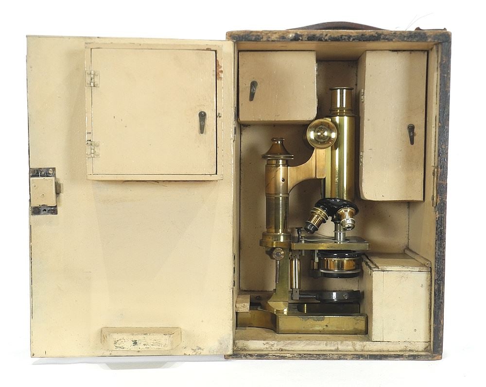 Ross London Eclipse 6284 Brass Microscope, C.1890, 11 3/4"h. (1 of 6)