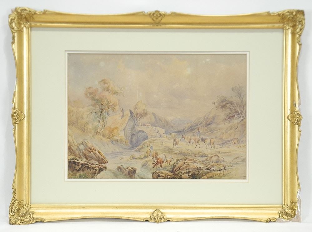 Watercolour signed David Cox, 9 1/2 x 13", "Rural Landscape". (1 of 3)