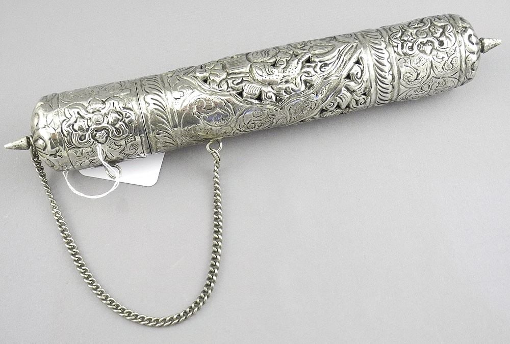 Silver Plated Mezuzah, 9 1/2"L.: Silver Plated Mezuzah, 9 1/2"L.