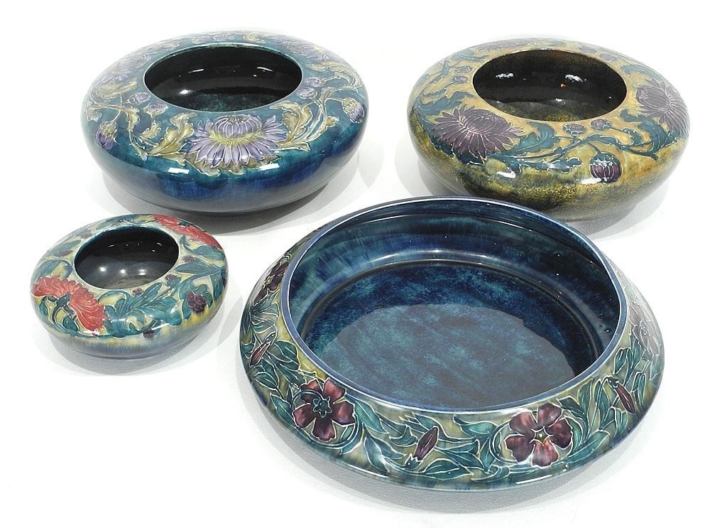 Four S. Hancock & Sons Morris Ware Bowls, G. Cartlidge, 5 1/4 - 11"h (2 cracked). (1 of 4)