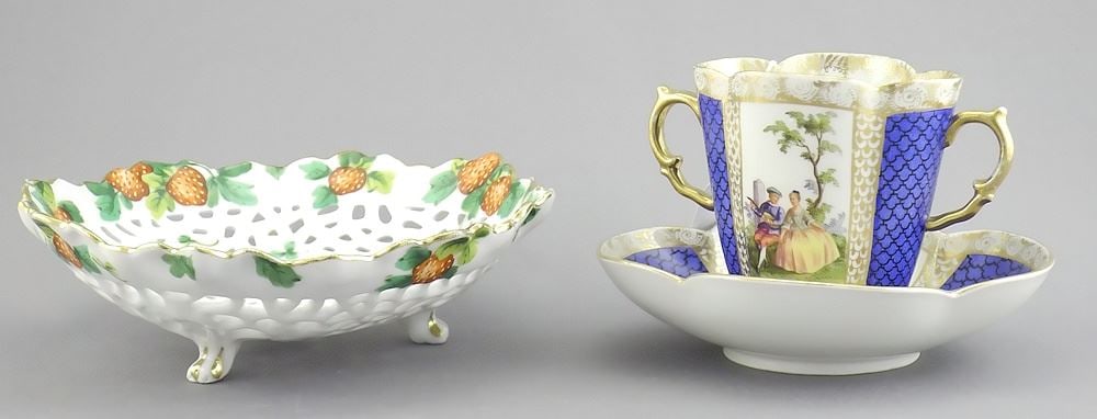 Dresden Porcelain Cabinet Cup & Saucer w/ AR Mark (3 5/8"h). (1 of 5)