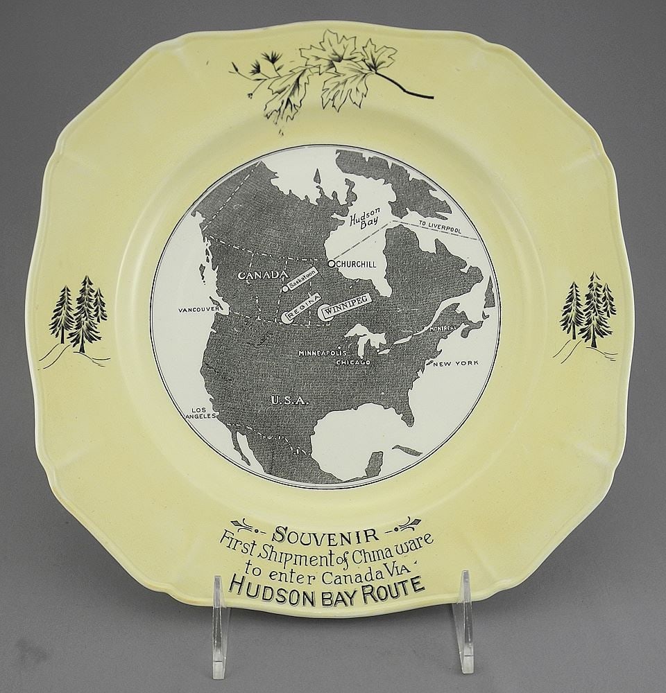 Alfred Meakin Dish "First Shipment of China Ware", 9 5/8"w.: Alfred Meakin Dish "First Shipment of China Ware", 9 5/8"w.