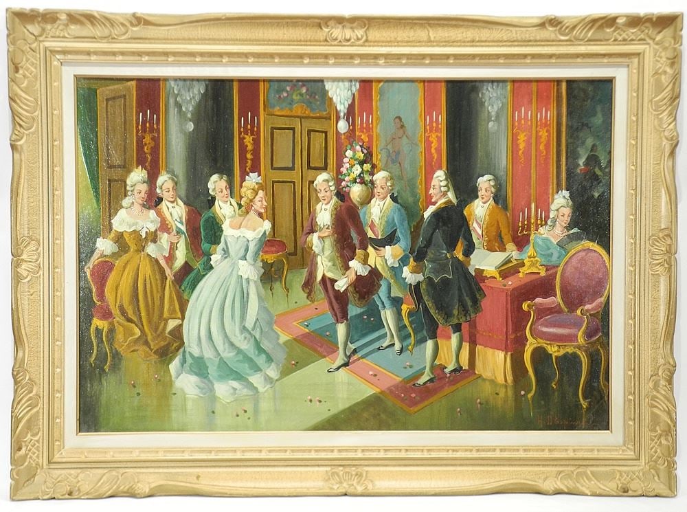 Oil on Canvas signed H.D. Espinoza, 24 x 36", "French Rococo Scene". (1 of 3)