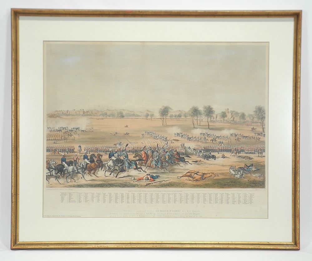 19th C. Colour Engraving "Battle of Goojrat, W.S.Simmons", 20 1/4 x 26". (1 of 4)