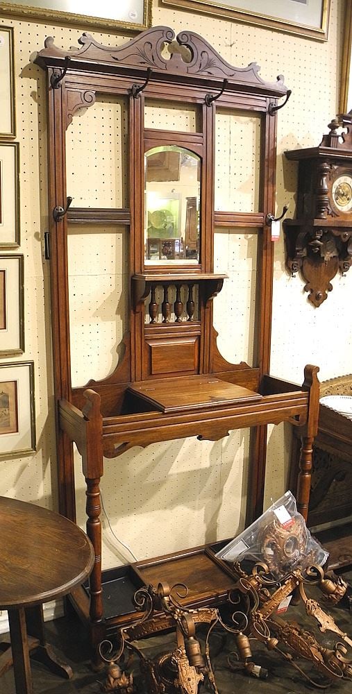 Mahogany Hall Stand with Original Drippers, 81"h. (1 of 2)