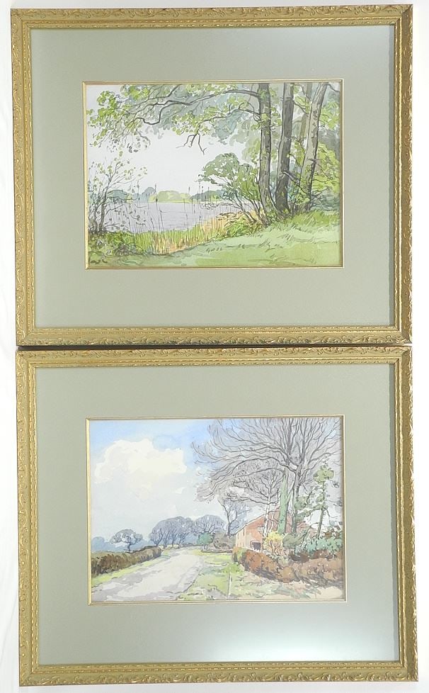 Pair of Watercolour by Harold Crossley, 10 1/4 x 14 1/2", "Alderley Scenes".: Pair of Watercolour by Harold Crossley, 10 1/4 x 14 1/2", "Alderley Scenes".