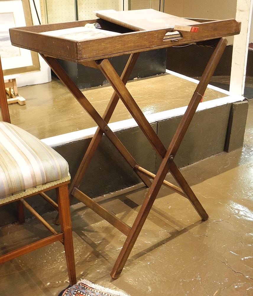 Mahogany Folding Tray Table, 32 1/4"h. (1 of 2)