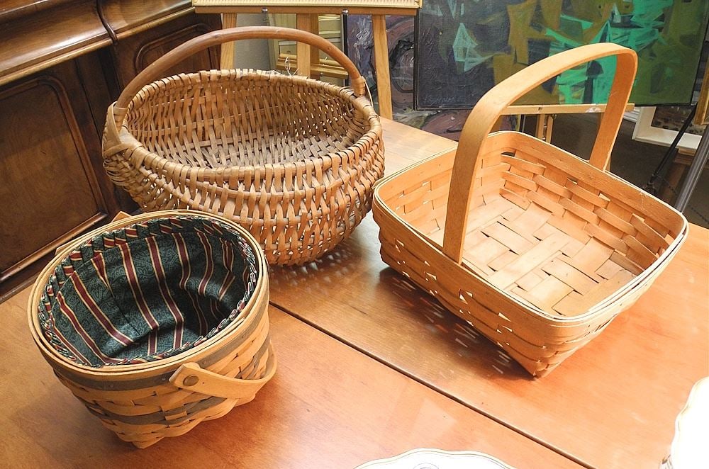 Three American Baskets: Two Lonmgaberger Ohio/One Unmarked, 5 3/4-12 1/2"h. (1 of 1)