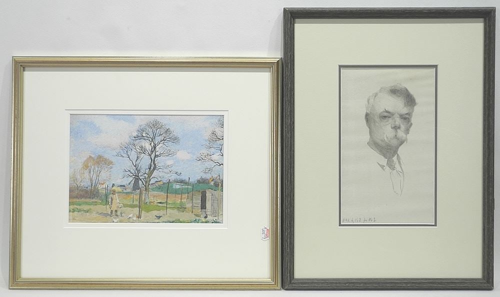 Sketch Monogrammed JKL & Unsigned Watercolour by James Kerr Lawson, 9 1/8 x 5 3/8".: Sketch Monogrammed JKL & Unsigned Watercolour by James Kerr Lawson, 9 1/8 x 5 3/8".