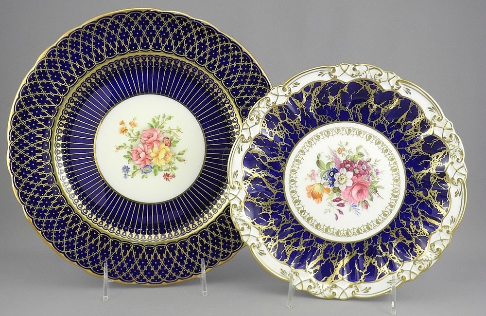 Two Cabinet Plates: Aynsley (10 1/2" diam.) & Hammersley, 8 3/4" Diameter. (1 of 2)