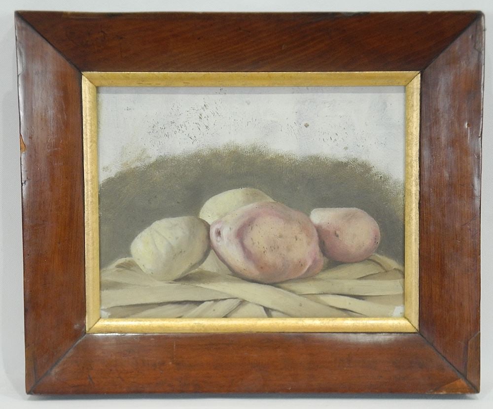 Unsigned Oil on Paper, 7 x 9 1/4", "Potatoes".: Unsigned Oil on Paper, 7 x 9 1/4", "Potatoes".