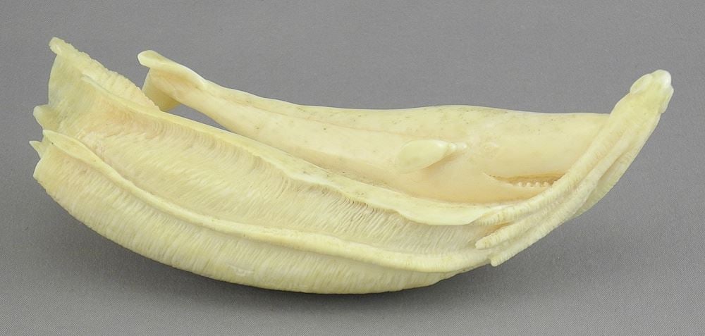 Whale Tooth Carving Monogrammed & Dated WA'85, 4 1/2"L, 81g, CANADIAN BIDDERS ONLY. (1 of 4)