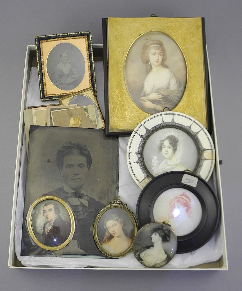 Collection of Antique Portraiture, 18th & 19th C., 2 1/2 - 7"h, CDN BIDDERS ONLY. (1 of 3)