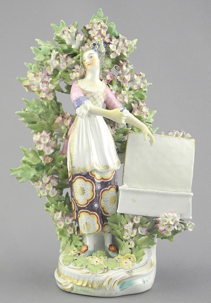 Derby Porcelain Figure, 8 1/2"h (nibbling noted).: Derby Porcelain Figure, 8 1/2"h (nibbling noted).