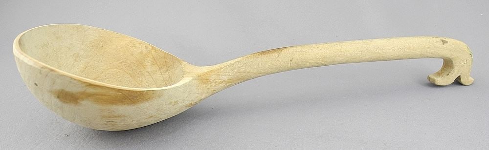 Antique Hand Carved Doukabour Wooden Ladle/Spoon, 10 3/4"L. (1 of 3)