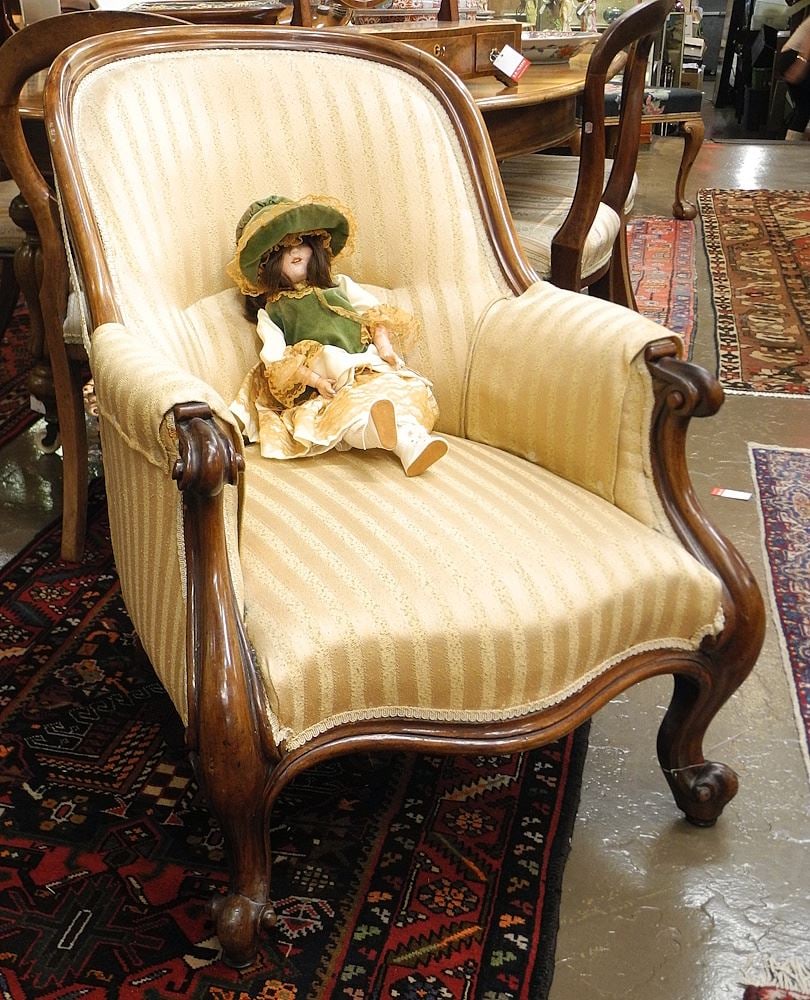 Mid 19th C. Walnut Armchair, 34 1/2" h. (1 of 2)