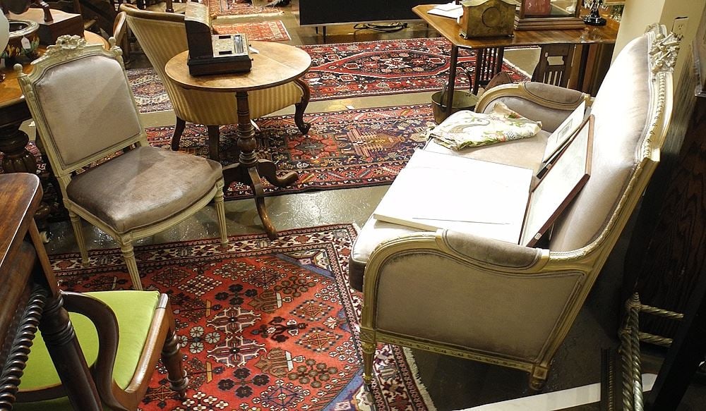 Louis XV Style Painted Silk Velvet Settee & Similar Side Chair. (1 of 4)