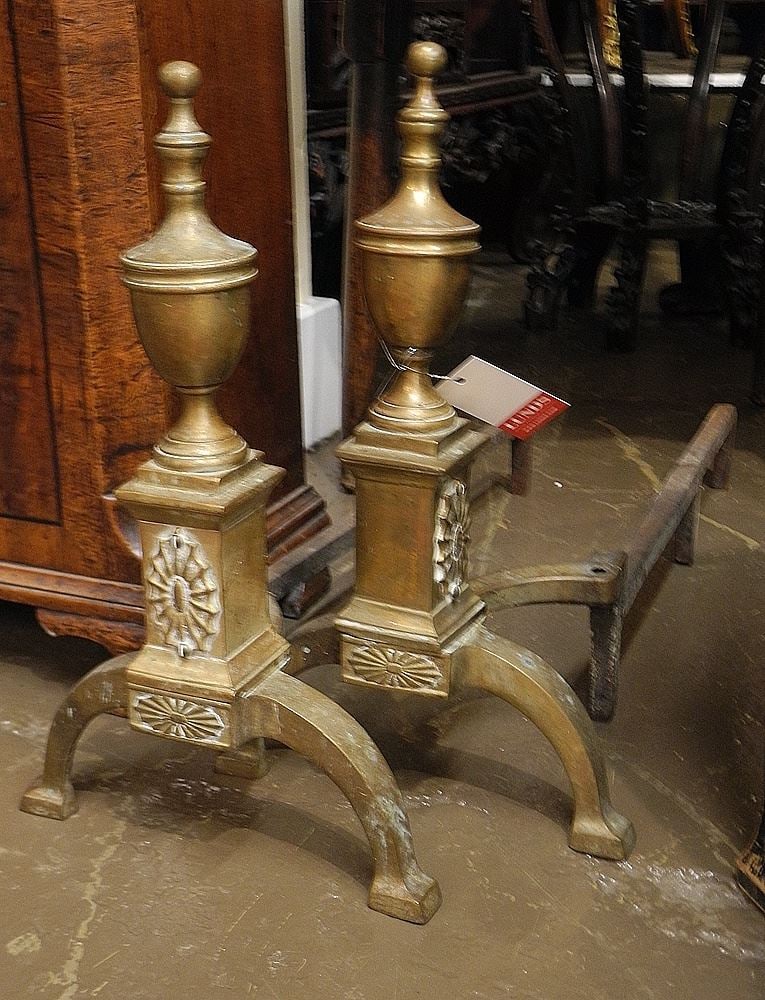 Pair of Brass Andirons, 16 5/8 x 1 10 1/4 x 26 1/2". (1 of 1)