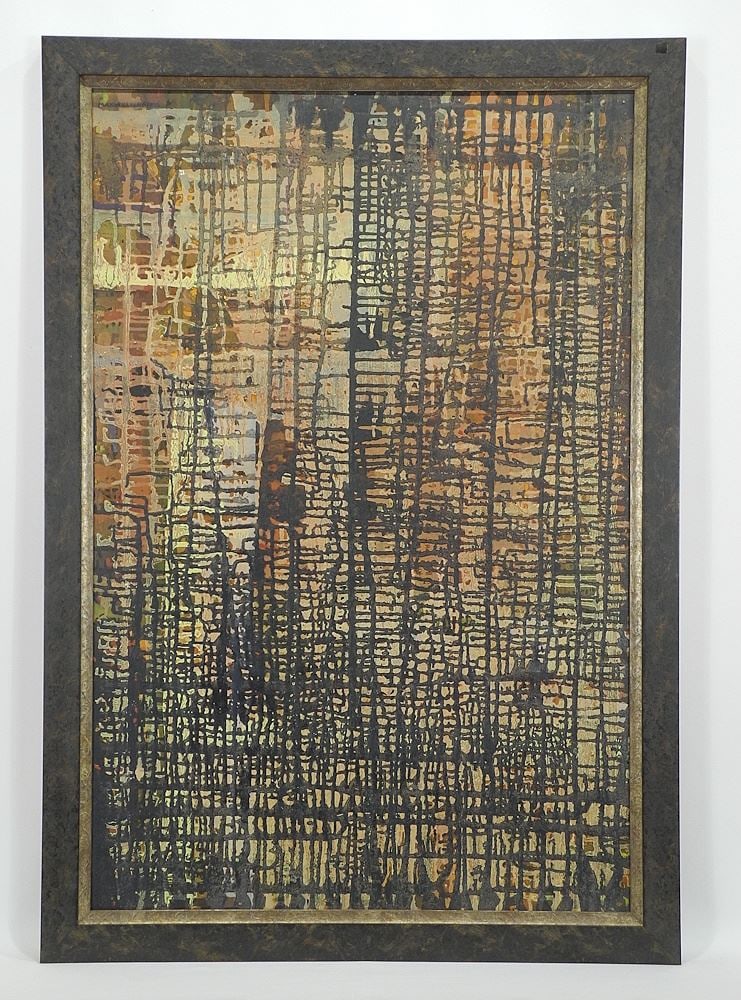 Oil on Board signed M.(Maxwell) Bates, 35 1/2 x 23 1/2", "Autumn Wilderness".: Oil on Board signed M.(Maxwell) Bates, 35 1/2 x 23 1/2", "Autumn Wilderness".