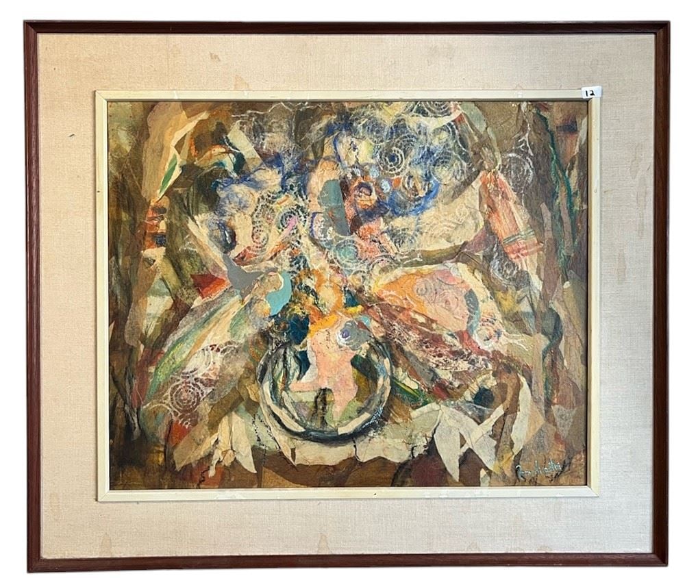 Mixed Media on Canvas signed Joan DiCastri, 17 1/2 x 21 1/2", "Untitled". (1 of 3)