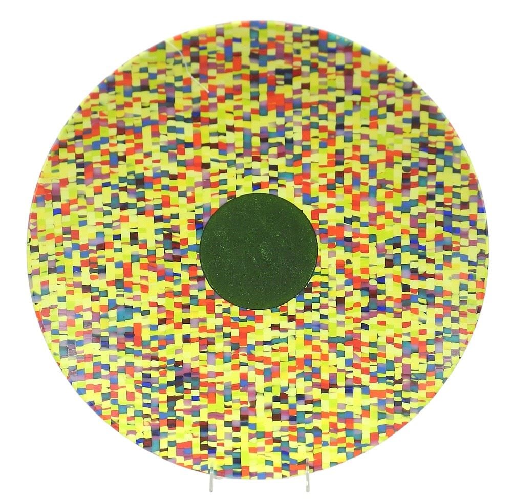 Fused and Slumped Glass Bowl Signed M. Munsen 2011, 17 1/2" d. (1 of 5)