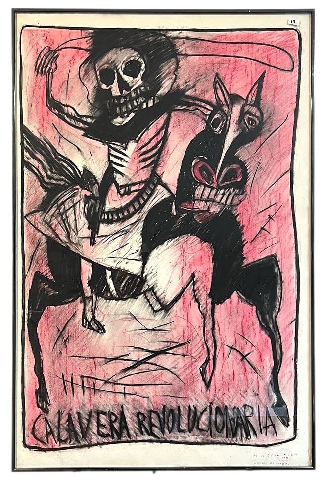Illustration signed (Carol) Moiswitsch 1986, 39 1/2 x 25 3/4", "After Posadas".: Illustration signed (Carol) Moiswitsch 1986, 39 1/2 x 25 3/4", "After Posadas".
