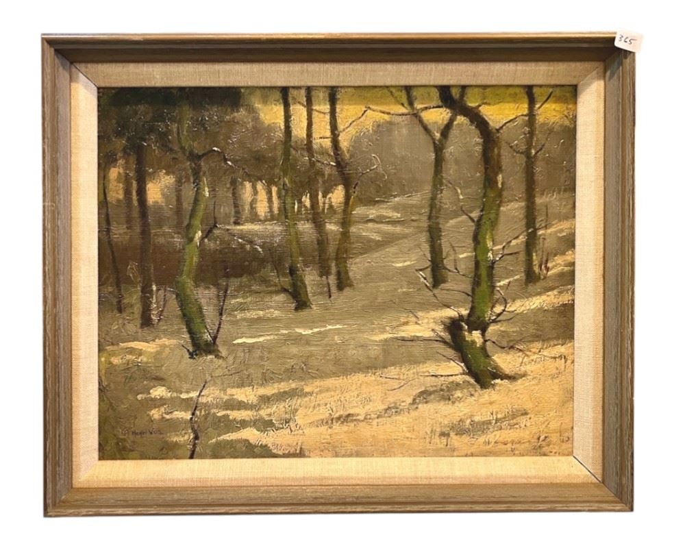 Oil on Board signed Henri Vos, 11 x 14", "Winter Scene". (1 of 2)