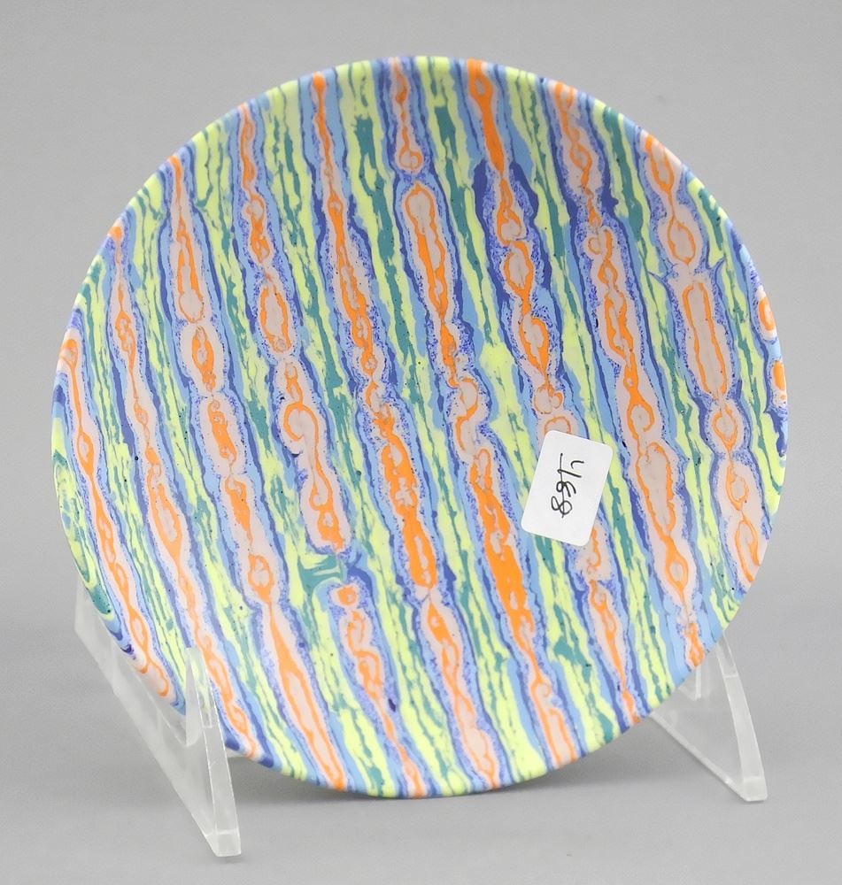Fused Glass Round Dish signed M. (Mel) Munsen, 5" Diameter. (1 of 3)