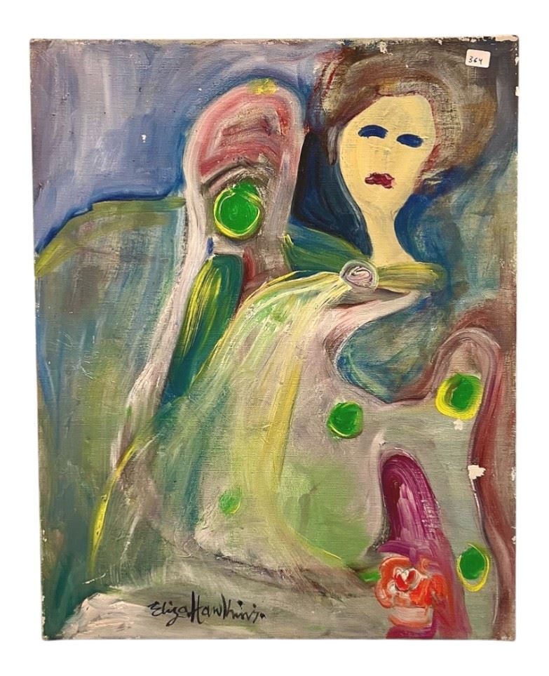 Oil on Canvas signed Eliza Hawkings, 20 x 16", "The Silk Polka Dot Dress": Oil on Canvas signed Eliza Hawkings, 20 x 16", "The Silk Polka Dot Dress"